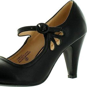 Chase & Chloe 'Kimmy-21' Round Toe 1940s-1950s Black Mary Jane